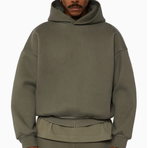 Sweat à capuche en molleton de coton bleu épais pour l'hiver, personnalisable avec impression et broderie, style streetwear, séchage rapide, en Spandex/Coton pour homme - Product Image 2