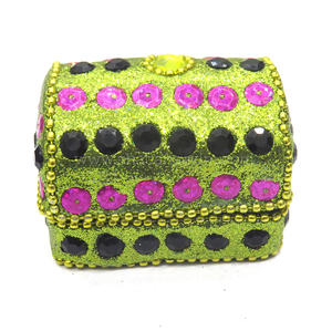 Decorated Pill <b>Box</b> with Mirror & White Beads Work Lac Item <b>Gift</b> <b>Box</b> Vintage Style Home Decor Pill <b>Box</b> Indian Wholesale - Product Image 3