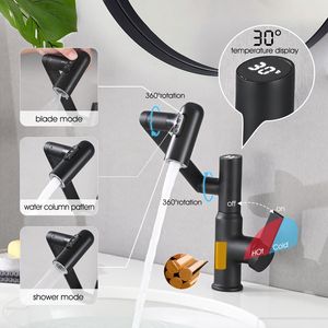 Rubinetto Antiscivolo Girevole a 360 Gradi per Lavabo Bagno con Funzione Spray e Display Temperatura, Miscelatore Doccia e Vasca - Product Image 2