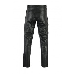 <b>Men's</b> <b>Black</b> Leather Breathable Casual Moto Biker <b>Pants</b> High Waist Straight Fit Zipper Fly Multi-Pockets Winter Lightweight 2027 - Product Image 6