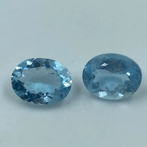 Aigue-marine naturelle de haute qualité, bleu ciel, taille ovale, pierres précieuses en vrac, 2 pièces, 3,25 carats, 7x9 mm, pour la fabrication de bijoux (bagues) - Product Image 1