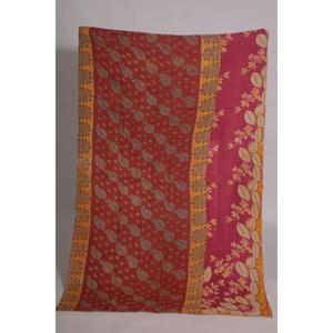 Floral Kantha <b>Quilt</b> Boho Cotton <b>Throw</b> Handmade Vintage Indian Reversible Blanket Bedspread Cozy Home - Product Image 1