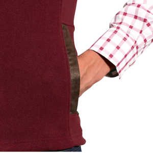 <b>Mens</b> Burgundy <b>Fleece</b> <b>Gilet</b> With Full Zip Front High Collar Soft Warm Sleeveless Jacket For Winter Outdoor Casual Wear - Product Image 6