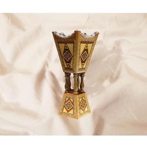 Traditional Carved Wooden Incense Censer Box With Covered Smoke Ventilation Design Hinged Top And Inner Metal Cup For Temple - Product Image 3