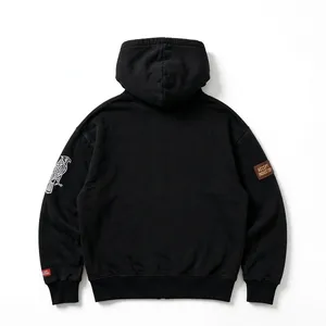 เสื้อฮู้ดซิปสีดำสำหรับผู้ชาย แบรนด์ Accept Industry ทรงโอเวอร์ไซส์ ปักโลโก้ สไตล์สตรีทแวร์ ผ้าฟลีซ แจ็คเก็ตลำลองสำหรับฤดูใบไม้ร่วง ปี 2026 - Product Image 2