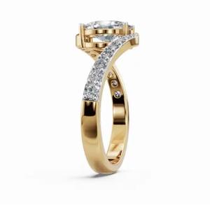 Bague en diamant ovale cultivé en laboratoire, poids total de 0,560 carat, avec 19 pierres étincelantes sur un élégant anneau en or pour femmes, bijoux fins - Product Image 2