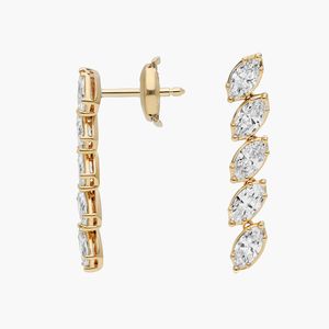 ต่างหูเพชรทรงมาร์คีส์เพาะเลี้ยงในห้องปฏิบัติการ รับรองโดย IGI ทองคำ 14K สีเหลือง ดีไซน์เพชรแนวตั้ง เหมาะสำหรับงานแต่งงาน เครื่องประดับหรูหรา - Product Image 4