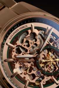 Montre automatique mécanique Alexander Ferros 9262R/06 en acier inoxydable saphir 40 mm, étanche 5 bars, mouvement MIYOTA, cadran analogique, bracelet papillon - Product Image 6