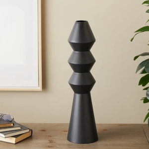 Vase en métal géométrique noir mat, Art déco, objet d'art sculptural, récipient de table, fait main, écologique, décoration de luxe pour la maison - Product Image 3