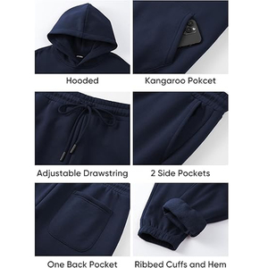 Conjunto Deportivo de Algodón para Hombre, Sudadera con Capucha, Pantalones Jogger, Ropa Deportiva Informal para Uso Diario - Product Image 5