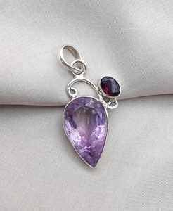 Pendentif Améthyste Grenat en Argent Sterling 925, Bijou Fait Main pour Femme et Homme, Collier Unique en Pierre Précieuse, Cadeau Élégant - Product Image 6