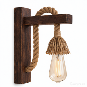 Applique murale rustique en bois de pin et corde de jute, faite à la main au Vietnam, vente en gros pour hôtels, halls, bars, cafés - Product Image 5