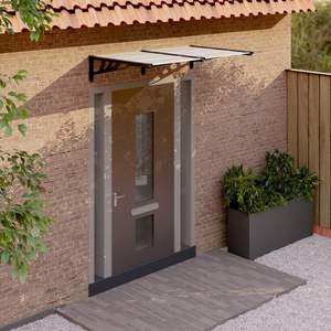 Auvent de porte en polycarbonate ABS noir et transparent, auvent extérieur, gazebo et pergola - Product Image 1
