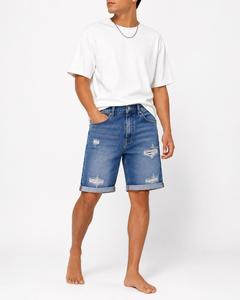 Pantalones Cortos Bermuda para Hombre al por Mayor, de Color Liso, Casuales, Ecológicos, Antiarrugas, de Secado Rápido, de Cintura Media, con Cordón Ajustable y Detalles Rotos de Lona Tejida - Product Image 1