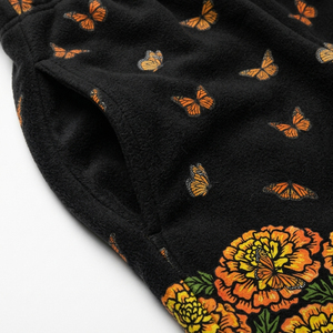 Printed Floral Butterfly Women Black Wide Leg Pants <b>Elastic</b> <b>Waist</b> Casual Loose <b>Trousers</b> For Sale - Product Image 6