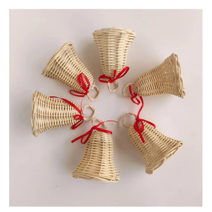 Christmas Holiday Decoration Natural Rattan <b>Hand</b>-crafted Bell Noel Tree Hanging <b>Ornaments</b> and Wicker Gift - Product Image 1