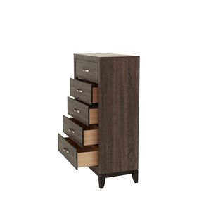 Rustico Grey rovere camera da letto mobili semplici 1pc in legno massello cassapanca alta con 5 cassetti soluzione di stoccaggio - Product Image 2