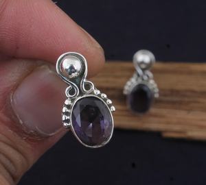 <b>Amethyst</b> Oval Cut Stone Silver <b>Earrings</b> Handmade Dangle <b>Earrings</b> Elegant Jewelry Gift For Women Wife - Product Image 4