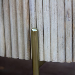 Modern Luxury Nordic <b>Oval</b> Solid Wood <b>TV</b> <b>Stand</b> Modern Japandi Entertainment Center with Fluted Tambour Doors and Brass Legs - Product Image 4