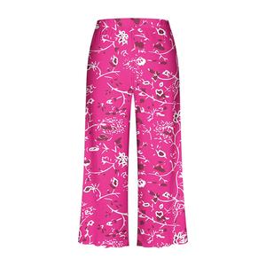 Women's <b>Three</b> <b>Quarter</b> <b>Length</b> Polyester Printed Wide Leg Floral Pants Mid Waist Elastic Breathable Loose Fit <b>Summer</b> Casual Style - Product Image 2
