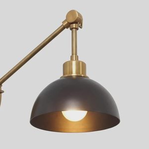 Adjustable Swing Arm <b>Wall</b> <b>Sconce</b>, Raw Brass Finish with Black Metal Shade, Articulating <b>Wall</b> Mounted Light Fixture - Product Image 3