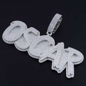 Collar Personalizado con Colgante de Plata 925 y Chapado en Oro con Moissanita VVS, Estilo Hip Hop, con Letras - Product Image 4