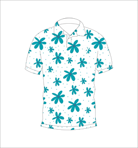 เสื้อโปโลผู้ชายสีขาวพิมพ์ลายดอกไม้สีฟ้าลำลองแขนสั้นแฟชั่นฤดูร้อนเสื้อโปโลกอล์ฟ - Product Image 1