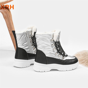 Nouveautés Imperméable Fermeture Éclair Antidérapant Réglable Serrure Dentelle Pu Haute Fourrure Doublé Chaud Femmes Automne Hiver Midi Bottes <span class=keywords><strong>De</strong></span> Neige - Product Image 4