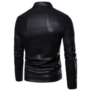 Autumn and Winter New Slim-Fit Lapel Tooling Plus Fleece Thickened Short Leather Jacket Fashion Youth Motorcycle jacket for <b>men</b> - Product Image 2