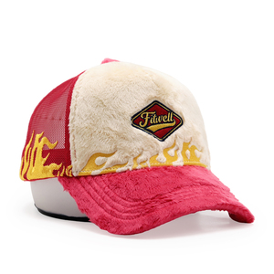 High Crown Fluffy Velvet Trucker Caps Flame <b>Fire</b> Embroidery Custom Logo Personalize Fuzzy Under Brim Color Trucker Caps - Product Image 6