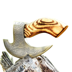 Cuchillo Ulu Hecho a Mano Personalizado, Cuchillo de Acero con Alto Contenido de Carbono, Cuchilla Curva para Cortar Pizza y Picar Carne, con Mango de Madera y Funda de Cuero - Product Image 4