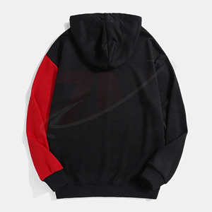 Sudadera con Capucha Personalizada Roja y Negra, Poliéster y Algodón 300g, Sudadera con Capucha para Hombre, Ropa Casual Urbana, Sudadera con Bloques de Color, Venta al Por Mayor - Product Image 2