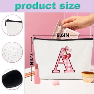 Borsa Cosmetica Personalizzata con Iniziali, Organizer da Viaggio Monogrammato per Articoli da Toeletta, Idea Regalo per Donne, Ragazze, Amiche, Colleghe, Insegnanti - Product Image 2