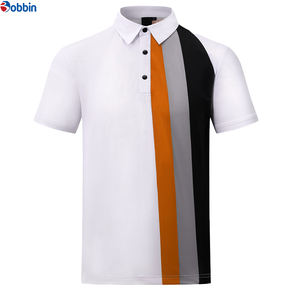 เสื้อโปโลชายแบบสั่งทำพิเศษ เสื้อโปโลระบายอากาศได้ดี ลายทาง คุณภาพสูง ผ้ายืดโพลีเอสเตอร์ผสมสแปนเด็กซ์ เสื้อโปโลสำหรับตีกอล์ฟ เสื้อโปโลชาย - Product Image 4