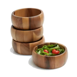 Petit bol rond en bois pour salade et smoothie, construction en noyer massif, utilisation classique pour les fêtes - Product Image 1