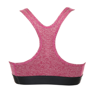 Soutien-gorge de sport rose sans coutures pour femme, séchage rapide, respirant, maintien moyen, pour yoga, gym, fitness, avec logo frontal - Product Image 4