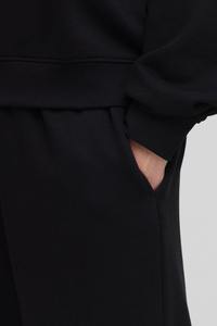 Pantalon de jogging décontracté pour homme, noir, en laine, coupe droite, brodé, taille élastique, avec logo lettre tricoté sur la jambe droite, poids moyen - Product Image 5