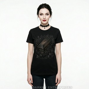 T-shirt graphique personnalisé en métal lourd pour femme, imprimé goutte de sang noir, lettrage gothique, en coton, fabricant de vêtements streetwear - Product Image 3