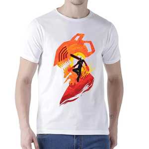 เสื้อยืดสีขาวคุณภาพสูงสำหรับผู้ชาย ปี 2026 พิมพ์ลายเลื่อยไฟ แขนสั้น คอกลม ทรงลำลอง ผ้าเจอร์ซีย์คอตตอน - Product Image 5