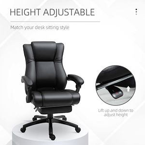 Sedia da Ufficio Direzionale con Schienale Alto e Comodo Poggiapiedi, Ergonomica Regolabile in PP per Casa e Ufficio, Seduta Girevole Nera - Product Image 4