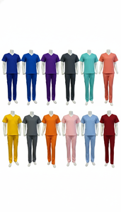 Medical <b>Scrubs</b> Set Men Women V Neck <b>Top</b> Pants Comfortable Breathable Nursing Uniform Hospital Workwear OEM Bulk Supplier - Product Image 4