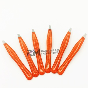 RMI Orange Glitter Color And Silver Tip Japanese Stainless Steel Top Product Eyebrow Tweezer - Product Image 3