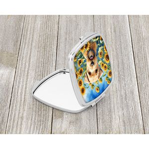 Wheaten Terrier girasoles compacto plegable espejo de maquillaje de mano portátil de viaje regalo decorativo para mujeres y niñas - Product Image 2