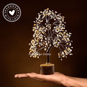Arbre en cristal de citrine (fil d'argent) sculpté, pierres de guérison, grande décoration 7 chakras, richesse, maison, bureau - Product Image 3
