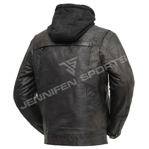 Chaqueta de Cuero Vacuno Genuino para Hombre, Estilo Motero, Cuello Alto, Logotipo Frontal, Transpirable, Personalizable, al Mejor Precio del Mercado - Product Image 3