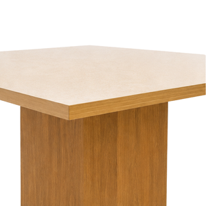 Ensemble de salle à manger ARTERRA de luxe écologique en teck, table carrée sur piétement, chaises rembourrées modernes - Product Image 5