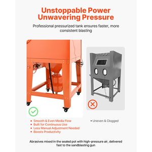 "245 Gallon Heavy Duty Steel <b>Sandblasting</b> Cabinet with 32 Gallon Media Hoarding & Manual Cleaning" - Product Image 3
