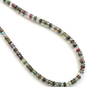 Cuentas facetadas de gemas naturales mixtas, 1 hebra, naturales, para la elaboración de joyería fina, collar de piedras preciosas - Product Image 1