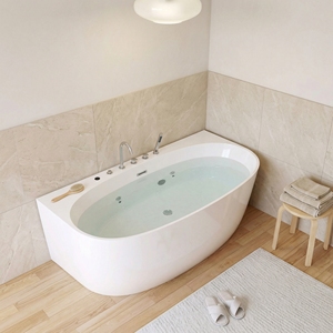 Bañera de Hidromasaje Ovalada Moderna Independiente para Interiores, 1.7 Metros de Largo, Fabricada en Acrílico, Modelo FW-M-2003 para Baño - Product Image 4