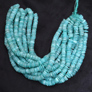 Cuentas lisas Heishi de amazonita AAA+ de 6mm-7mm, cuentas espaciadoras redondas de amazonita verde natural para la fabricación de joyas. - Product Image 2
